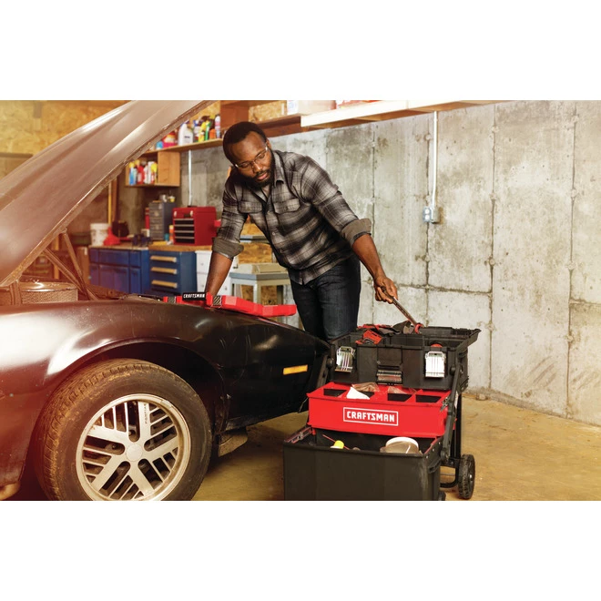 CRAFTSMAN Station de travail multiniveau, 1 tiroir, noir et rouge 4 CRAFTSMAN Station de travail multiniveau, 1 tiroir, noir et rouge – Image 4