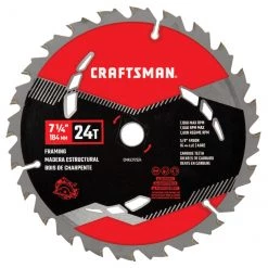 CRAFTSMAN Lame de scie circulaire en acier au carbone, 7 1/4" x 24 dents