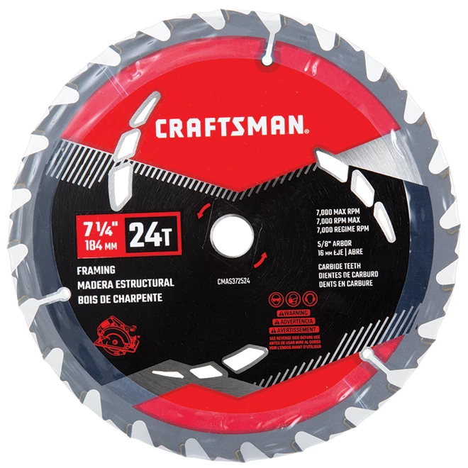 CRAFTSMAN Lame de scie circulaire en acier au carbone, 7 1/4" x 24 dents 2 CRAFTSMAN Lame de scie circulaire en acier au carbone, 7 1/4" x 24 dents – Image 2