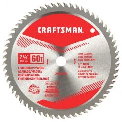 Lame de scie circulaire Craftsman, carbure, 60 dents, coupes transversales fines, 7 1/4 po dia, 1 par paquet