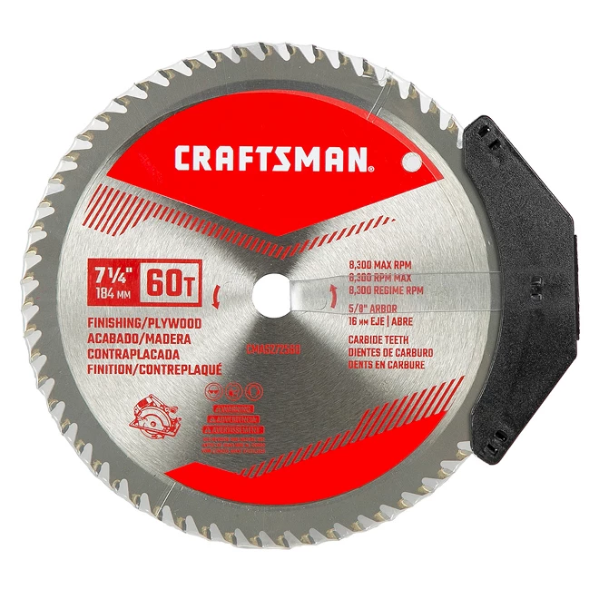 Lame de scie circulaire Craftsman, carbure, 60 dents, coupes transversales fines, 7 1/4 po dia, 1 par paquet 2 Lame de scie circulaire Craftsman, carbure, 60 dents, coupes transversales fines, 7 1/4 po dia, 1 par paquet – Image 2