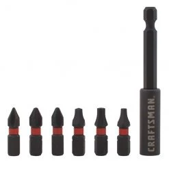 Jeu d'embouts de tournevis Impact Rated de Craftsman, 7 pièces, 1 po, acier modifié S2