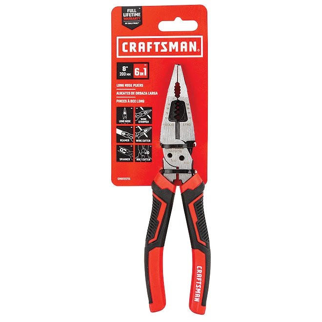 CRAFTSMAN Outil multifonction, acier, 6 en 1, 8", rouge et noir 3 CRAFTSMAN Outil multifonction, acier, 6 en 1, 8", rouge et noir – Image 3