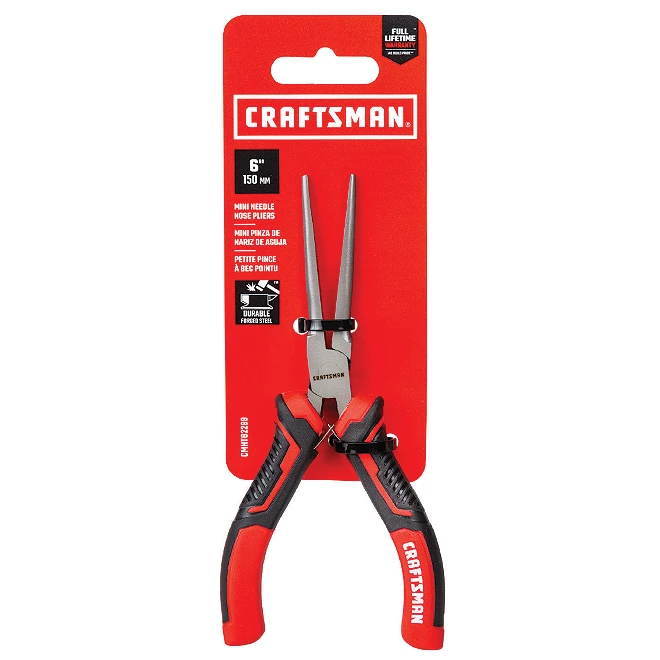 CRAFTSMAN Pinces à long bec, mini, 5", acier, rouge et noir 3 CRAFTSMAN Pinces à long bec, mini, 5", acier, rouge et noir – Image 3