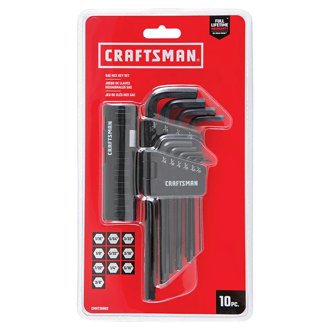 CRAFTSMAN Jeu de 10 clés hexagonales SAE, acier et oxyde, noir 2 CRAFTSMAN Jeu de 10 clés hexagonales SAE, acier et oxyde, noir – Image 2