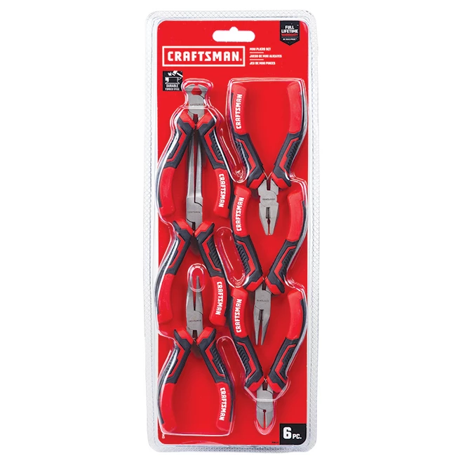 CRAFTSMAN Ensemble de pinces, mini, acier, rouge et noir, 6/pqt 3 CRAFTSMAN Ensemble de pinces, mini, acier, rouge et noir, 6/pqt – Image 3