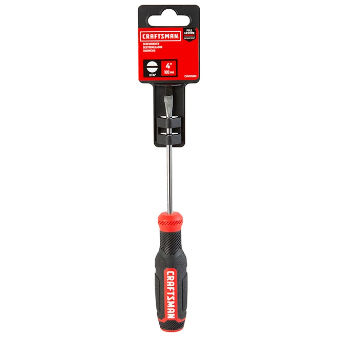 CRAFTSMAN Tournevis plat bi-matière, 3/16" x 4", rouge et noir 3 CRAFTSMAN Tournevis plat bi-matière, 3/16" x 4", rouge et noir – Image 3