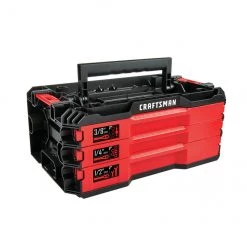 Ensemble d'outils de mécanicien à 3 tiroirs Versa Stack de Craftsman, chrome poli, 216 pièces, noir et rouge