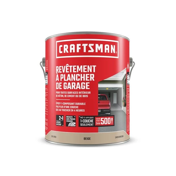 Revêtement beige satiné pour plancher de garage Craftsman de 3,78 L 1 Revêtement beige satiné pour plancher de garage Craftsman de 3,78 L